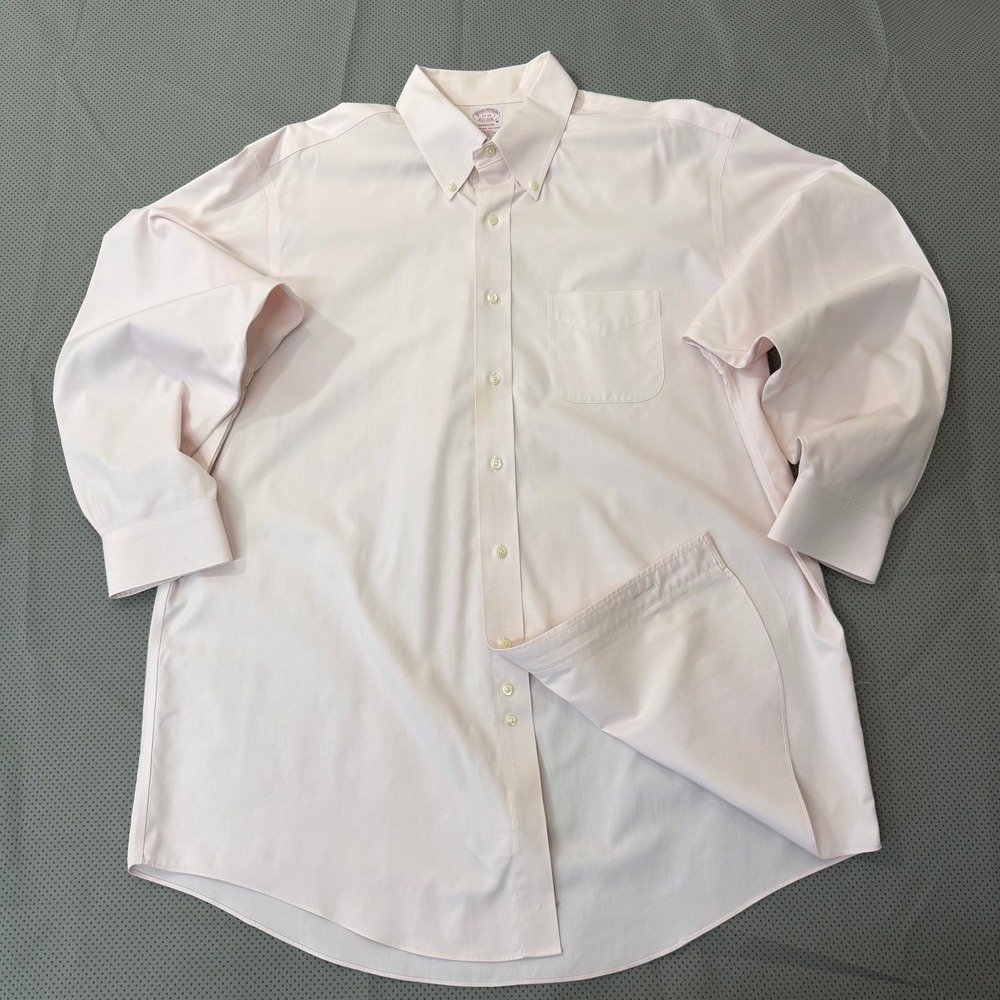 Brooks Brothers Dress Shirt Men 17-33 Pale Pink Madison Supima Cotton Non-Iron